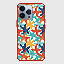 Чехол для iPhone 13 Pro Морские звезды, цвет: 3D-красный