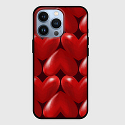 Чехол для iPhone 13 Pro Red hearts, цвет: 3D-черный