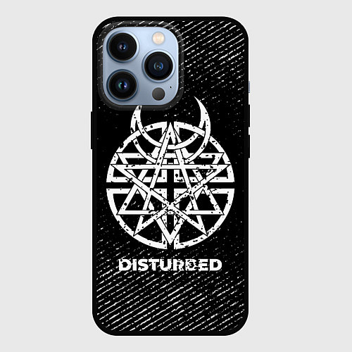 Чехол iPhone 13 Pro Disturbed с потертостями на темном фоне / 3D-Черный – фото 1