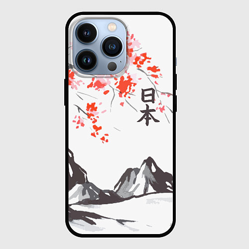 Чехол iPhone 13 Pro Цветущая сакура и солнце - Япония / 3D-Черный – фото 1