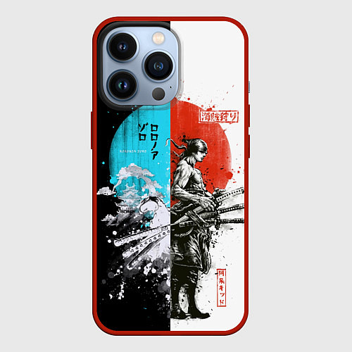 Чехол iPhone 13 Pro Зоро в инверсии - One Piece / 3D-Красный – фото 1