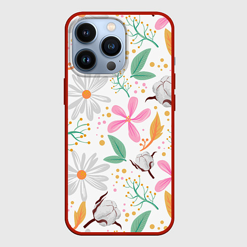 Чехол iPhone 13 Pro Spring flowers / 3D-Красный – фото 1