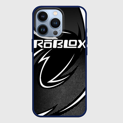 Чехол iPhone 13 Pro Роблокс - белая линия / 3D-Тёмно-синий – фото 1