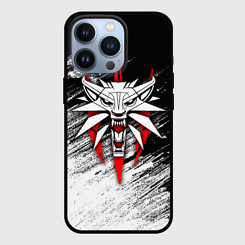 Чехол iPhone 13 Pro The witcher - школа белого волка / 3D-Черный – фото 1