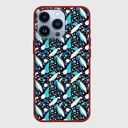 Чехол для iPhone 13 Pro Листопад в синих тонах, цвет: 3D-красный