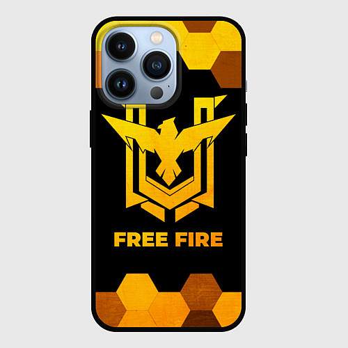 Чехол iPhone 13 Pro Free Fire - gold gradient / 3D-Черный – фото 1