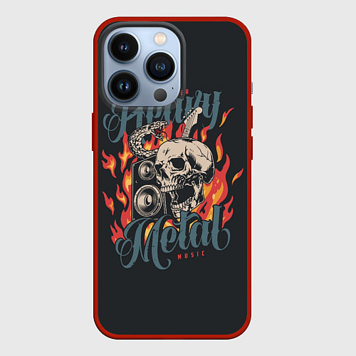 Чехол iPhone 13 Pro Heavy metal music / 3D-Красный – фото 1