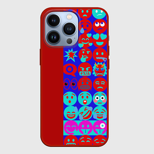 Чехол iPhone 13 Pro Смайлики для общения / 3D-Красный – фото 1