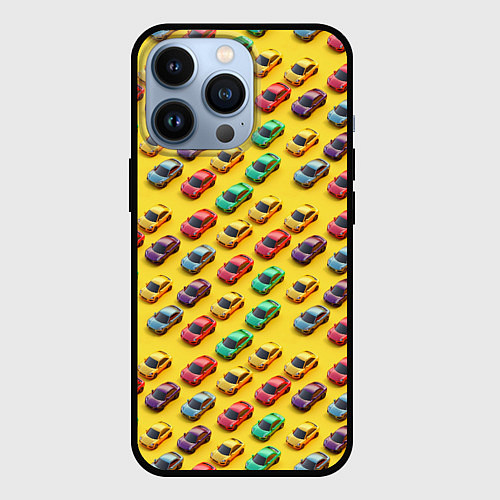 Чехол iPhone 13 Pro Разноцветные машинки / 3D-Черный – фото 1