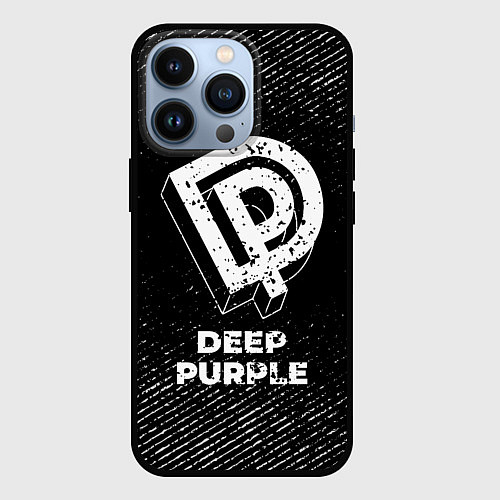 Чехол iPhone 13 Pro Deep Purple с потертостями на темном фоне / 3D-Черный – фото 1