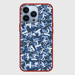 Чехол для iPhone 13 Pro Сноубордист и Лыжник - камуфляж, цвет: 3D-красный
