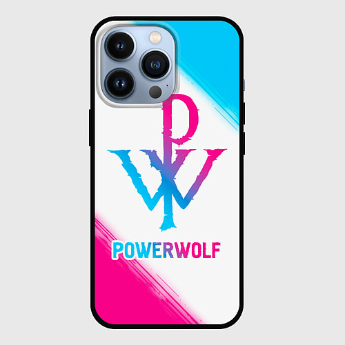 Чехол iPhone 13 Pro Powerwolf neon gradient style / 3D-Черный – фото 1