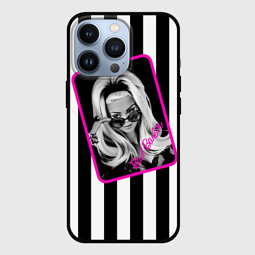 Чехол iPhone 13 Pro Барби и полосы / 3D-Черный – фото 1