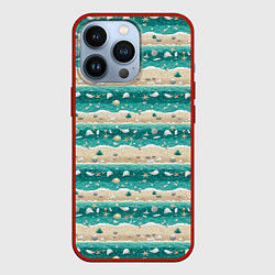 Чехол для iPhone 13 Pro Ракушки и море, цвет: 3D-красный