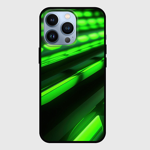 Чехол iPhone 13 Pro Green neon abstract / 3D-Черный – фото 1