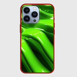 Чехол для iPhone 13 Pro Текстура зеленая слизь, цвет: 3D-красный