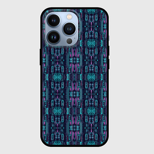 Чехол iPhone 13 Pro Розово-фиолетовый киберпанк / 3D-Черный – фото 1