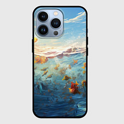 Чехол для iPhone 13 Pro Рыбки выплескиваются из воды, цвет: 3D-черный