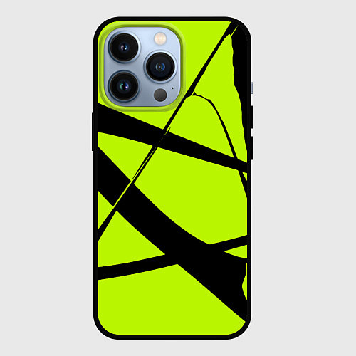 Чехол iPhone 13 Pro Звезда - лаймовый и черный - Хуф и Ся - дополнение / 3D-Черный – фото 1