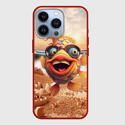 Чехол для iPhone 13 Pro Большой мультяшный карп, цвет: 3D-красный