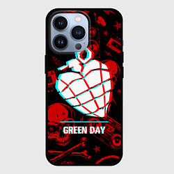 Чехол iPhone 13 Pro Green Day rock glitch