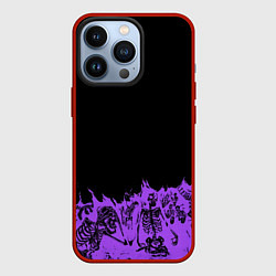Чехол для iPhone 13 Pro Скелеты в неоновом огне, цвет: 3D-красный