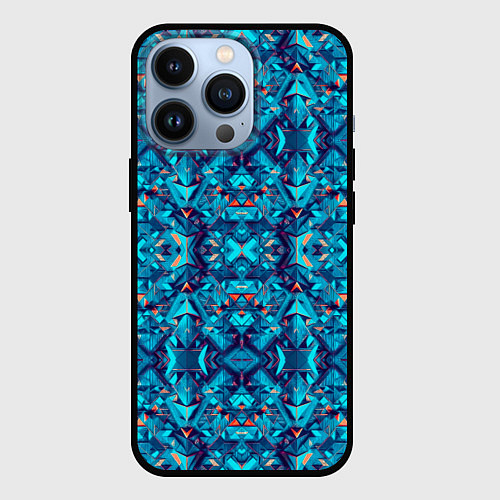Чехол iPhone 13 Pro Синий калейдоскоп / 3D-Черный – фото 1