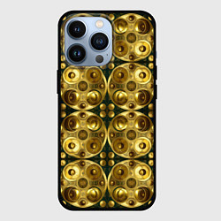 Чехол для iPhone 13 Pro Золотые защитные пластины, цвет: 3D-черный