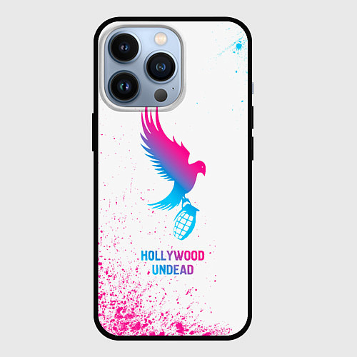 Чехол iPhone 13 Pro Hollywood Undead neon gradient style / 3D-Черный – фото 1