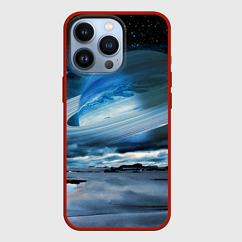 Чехол iPhone 13 Pro Падение Сатурна - пейзаж / 3D-Красный – фото 1