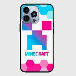 Чехол для iPhone 13 Pro Minecraft neon gradient style, цвет: 3D-черный