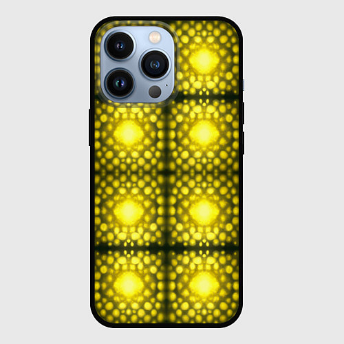 Чехол iPhone 13 Pro Ярко-желтые точки / 3D-Черный – фото 1