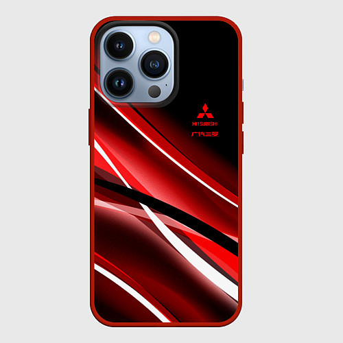 Чехол iPhone 13 Pro Mitsubishi emblem Митсубиши / 3D-Красный – фото 1