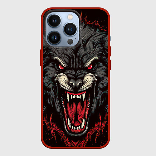 Чехол iPhone 13 Pro Wolf fantasy / 3D-Красный – фото 1