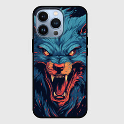 Чехол iPhone 13 Pro Art blue wolf