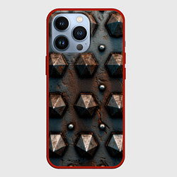 Чехол для iPhone 13 Pro Металлическая шипованная текстура, цвет: 3D-красный