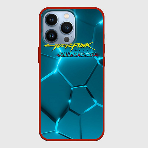 Чехол iPhone 13 Pro Cyberpunk 2077 phantom liberty blue logo / 3D-Красный – фото 1