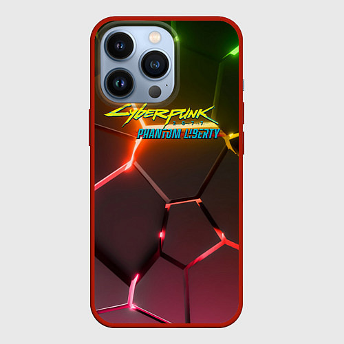 Чехол iPhone 13 Pro Cyberpunk 2077 phantom liberty logo neon / 3D-Красный – фото 1