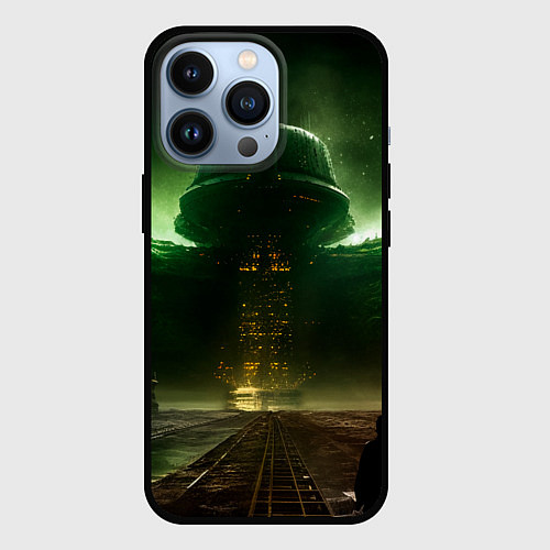 Чехол iPhone 13 Pro Космическая база на горе / 3D-Черный – фото 1