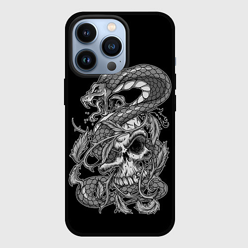 Чехол iPhone 13 Pro Cobra and skull / 3D-Черный – фото 1