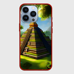 Чехол для iPhone 13 Pro Пирамида индейцев майя, цвет: 3D-красный
