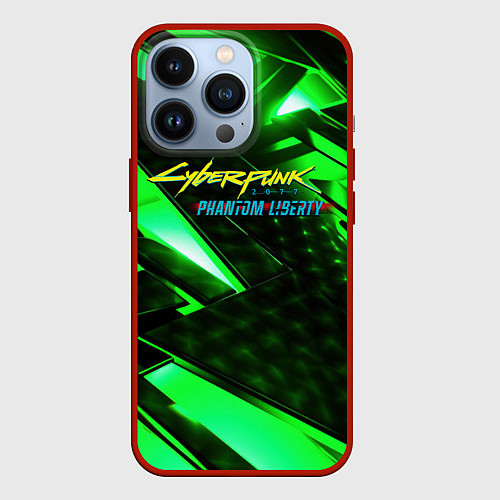 Чехол iPhone 13 Pro Cyberpunk 2077 phantom liberty neon green / 3D-Красный – фото 1