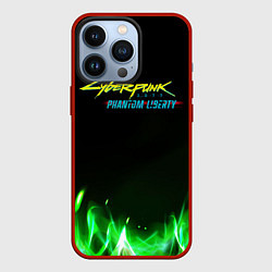 Чехол iPhone 13 Pro Cyberpunk 2077 phantom liberty green fire logo