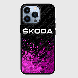 Чехол для iPhone 13 Pro Skoda pro racing: символ сверху, цвет: 3D-черный