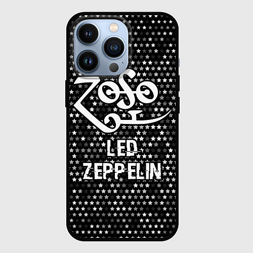 Чехол iPhone 13 Pro Led Zeppelin glitch на темном фоне / 3D-Черный – фото 1