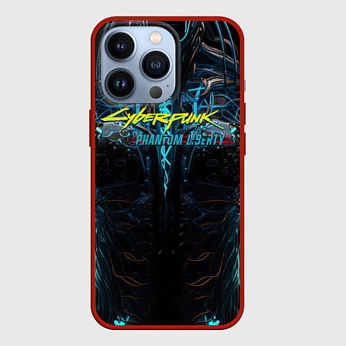 Чехол iPhone 13 Pro Cyberpunk 2077 phantom liberty cyborg / 3D-Красный – фото 1