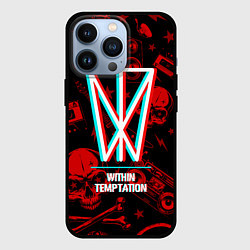 Чехол iPhone 13 Pro Within Temptation rock glitch