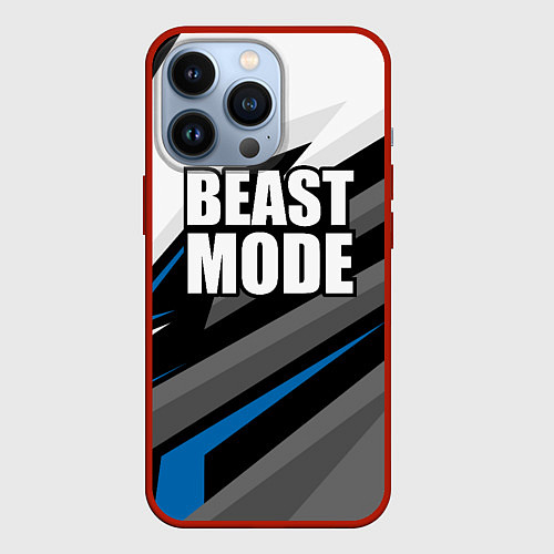 Чехол iPhone 13 Pro Beast mode - blue sport / 3D-Красный – фото 1