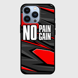 Чехол для iPhone 13 Pro No pain no gain - красный, цвет: 3D-черный