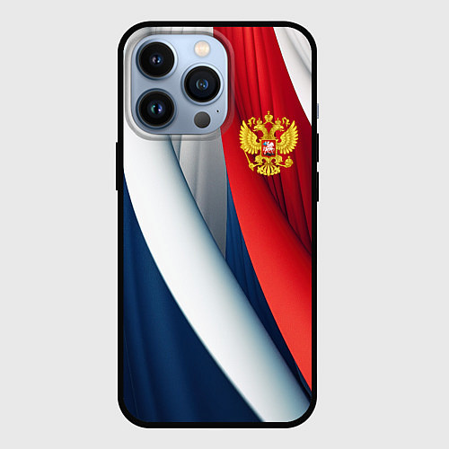 Чехол iPhone 13 Pro Герб России абстракция / 3D-Черный – фото 1